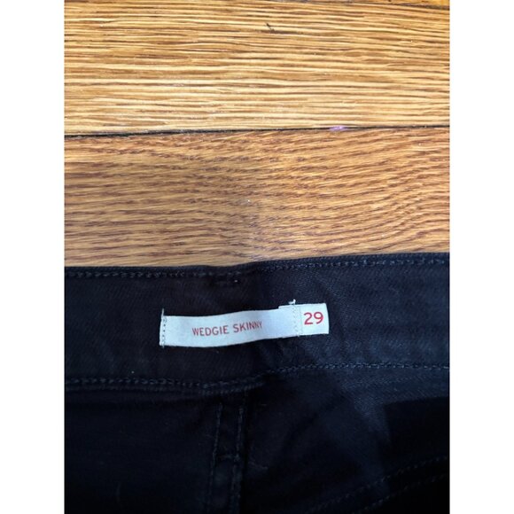 Levi's Womens Wedgie Skinny Jeans Size 29 29x26 Black Denim Button Fly Pants - Picture 5 of 8